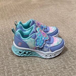 Skechers Girls' Pastel Floral- Purple, Teal & Pink
